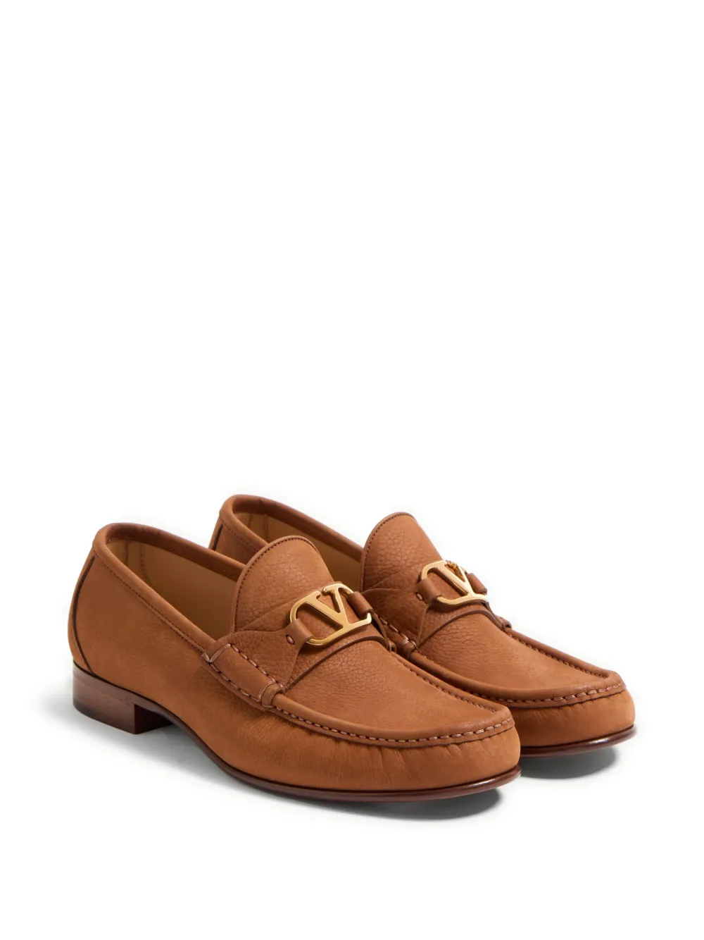 Valentino Garavani VLOGO SIGNATURE DEERSKIN SUEDE LOAFER - Bruin