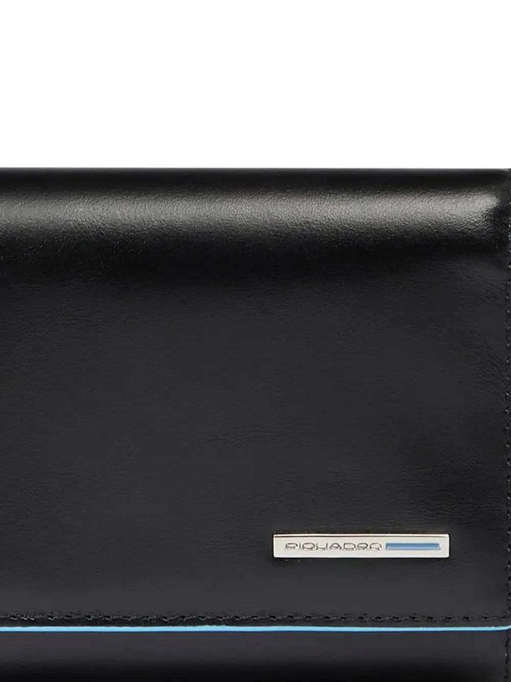 PIQUADRO Leren portemonnee met logoplakkaat Zwart