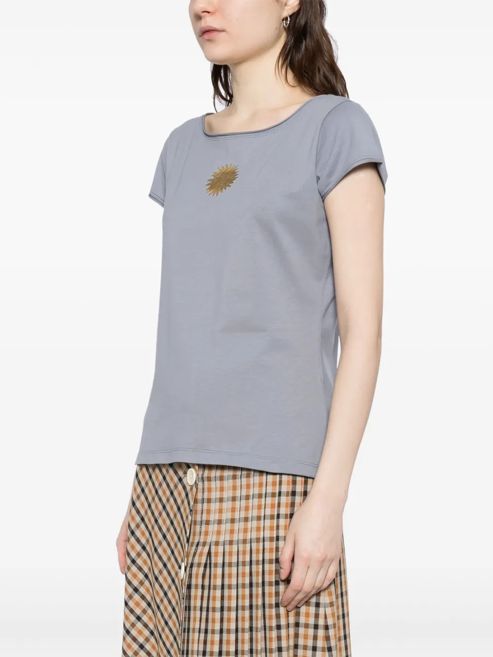 Shop Agnès B. Motif Print T-shirt In Grey