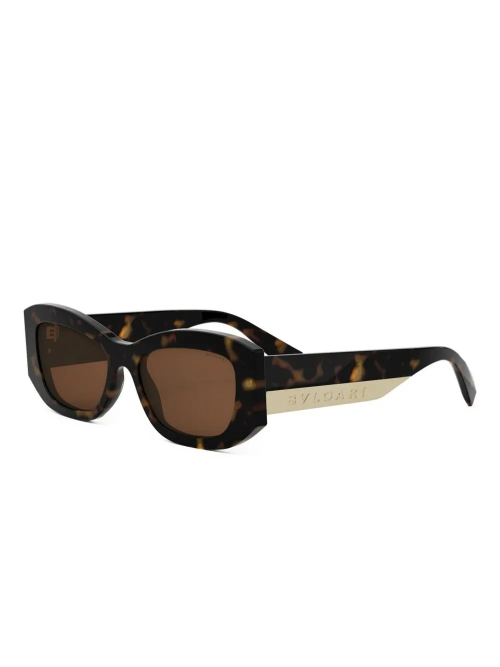 Bvlgari logo-engraved sunglasses - Bruin