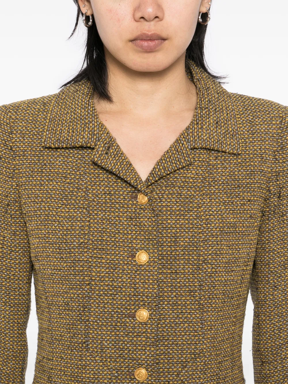 Pre-owned Chanel 1996 Setup Suit Jacket Skirt In Brown