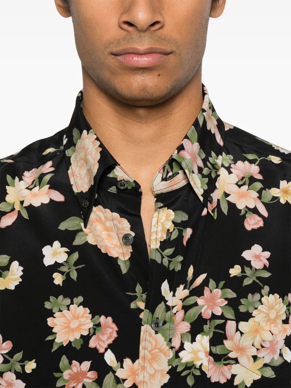TOM FORD Overhemd met bloemenprint Zwart