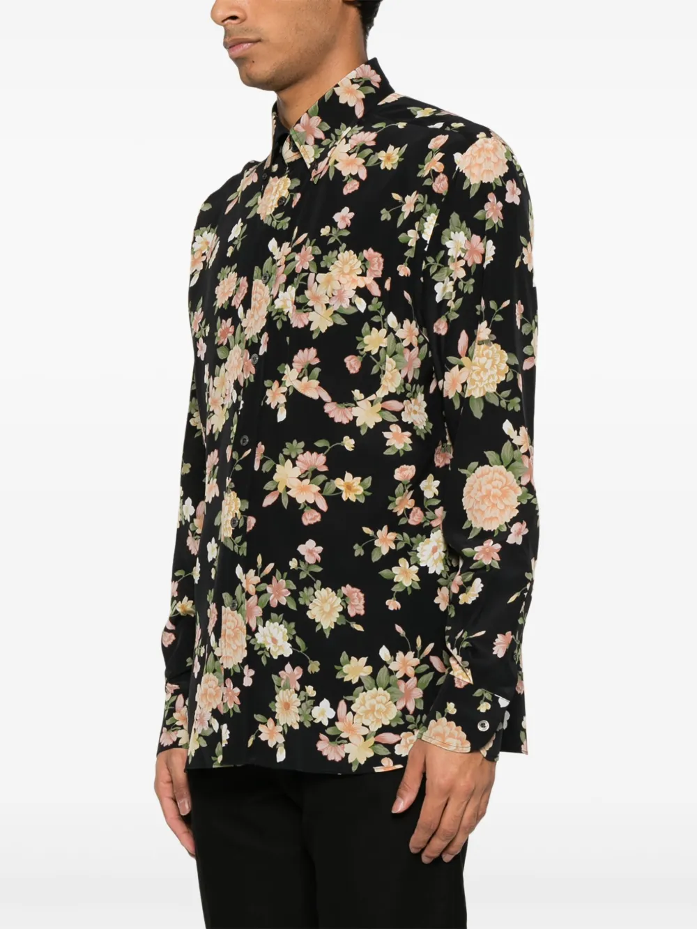 TOM FORD Overhemd met bloemenprint Zwart