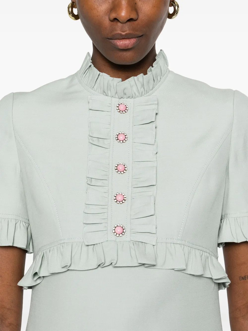 Valentino Garavani Mini-jurk met ruches Groen