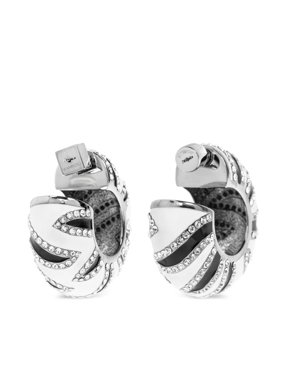 Jacquemus The Zebra Hoop Earrings With Rhinestones In Black
