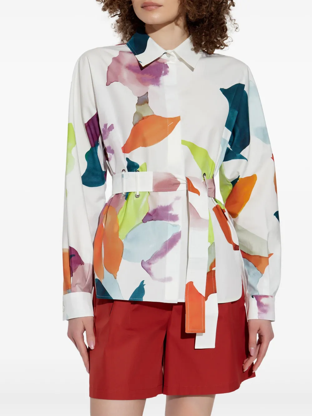 Max Mara Quiete Printed Long-sleeved Shirt In White