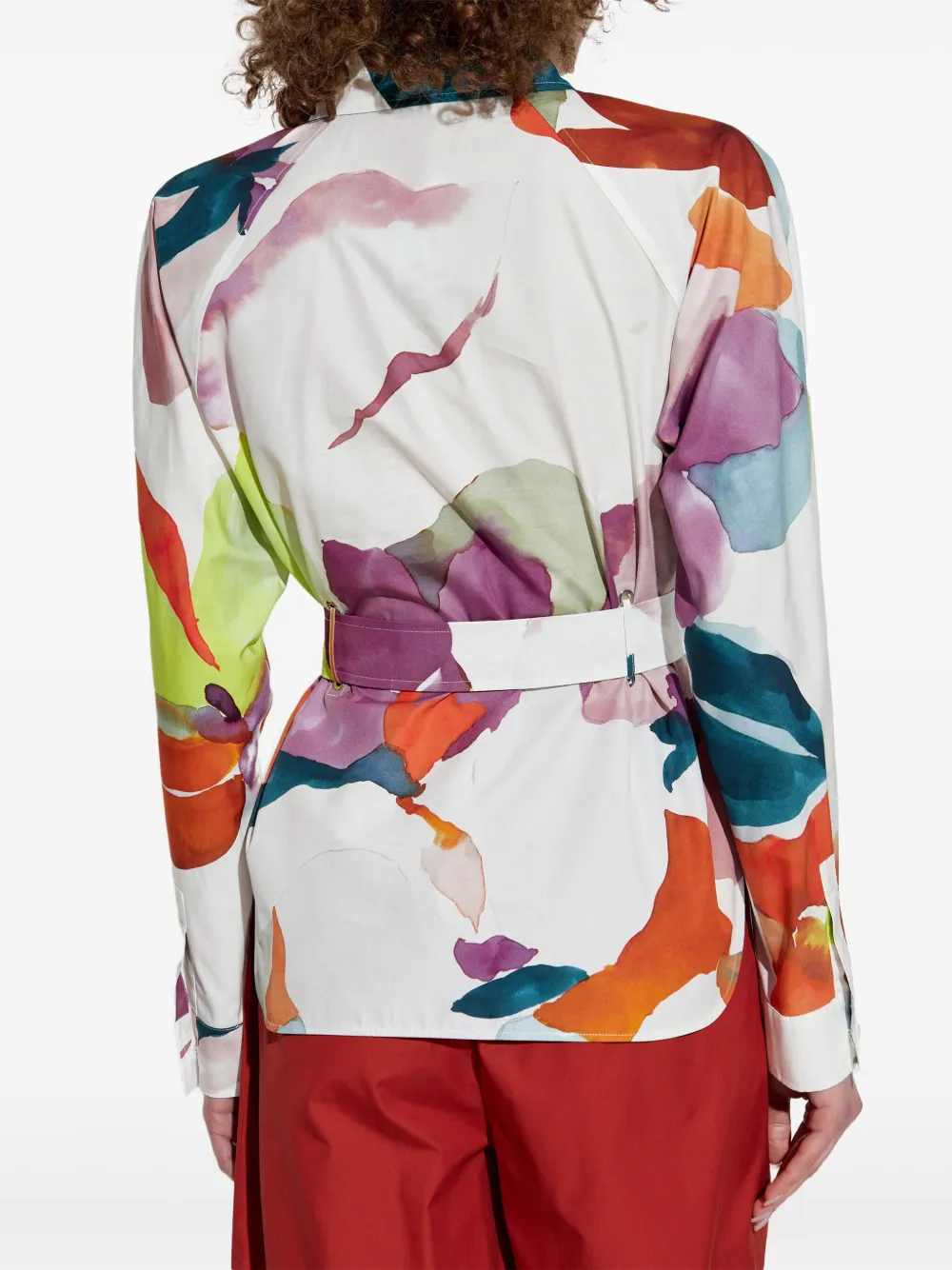 Max Mara Quiete Printed Long-sleeved Shirt In White