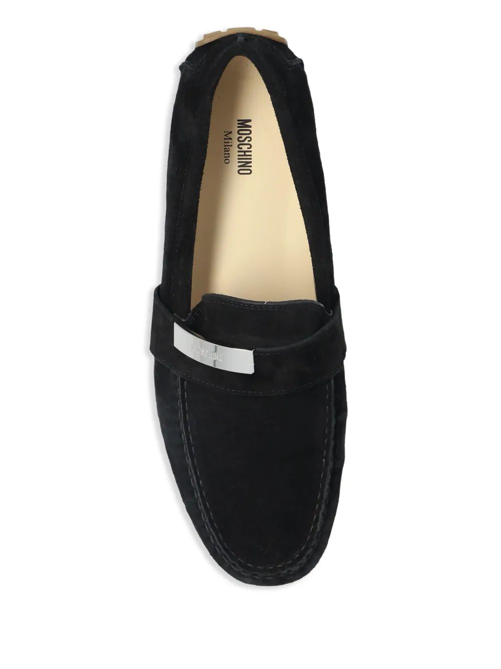 Moschino leather boat shoes Black