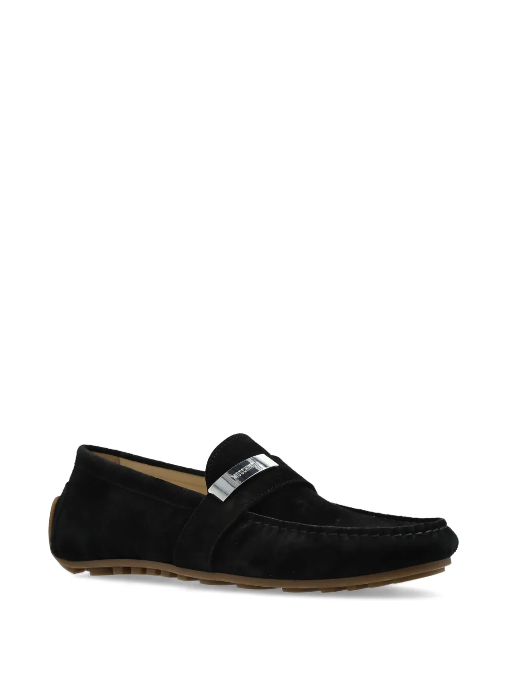 Moschino leather boat shoes - Zwart