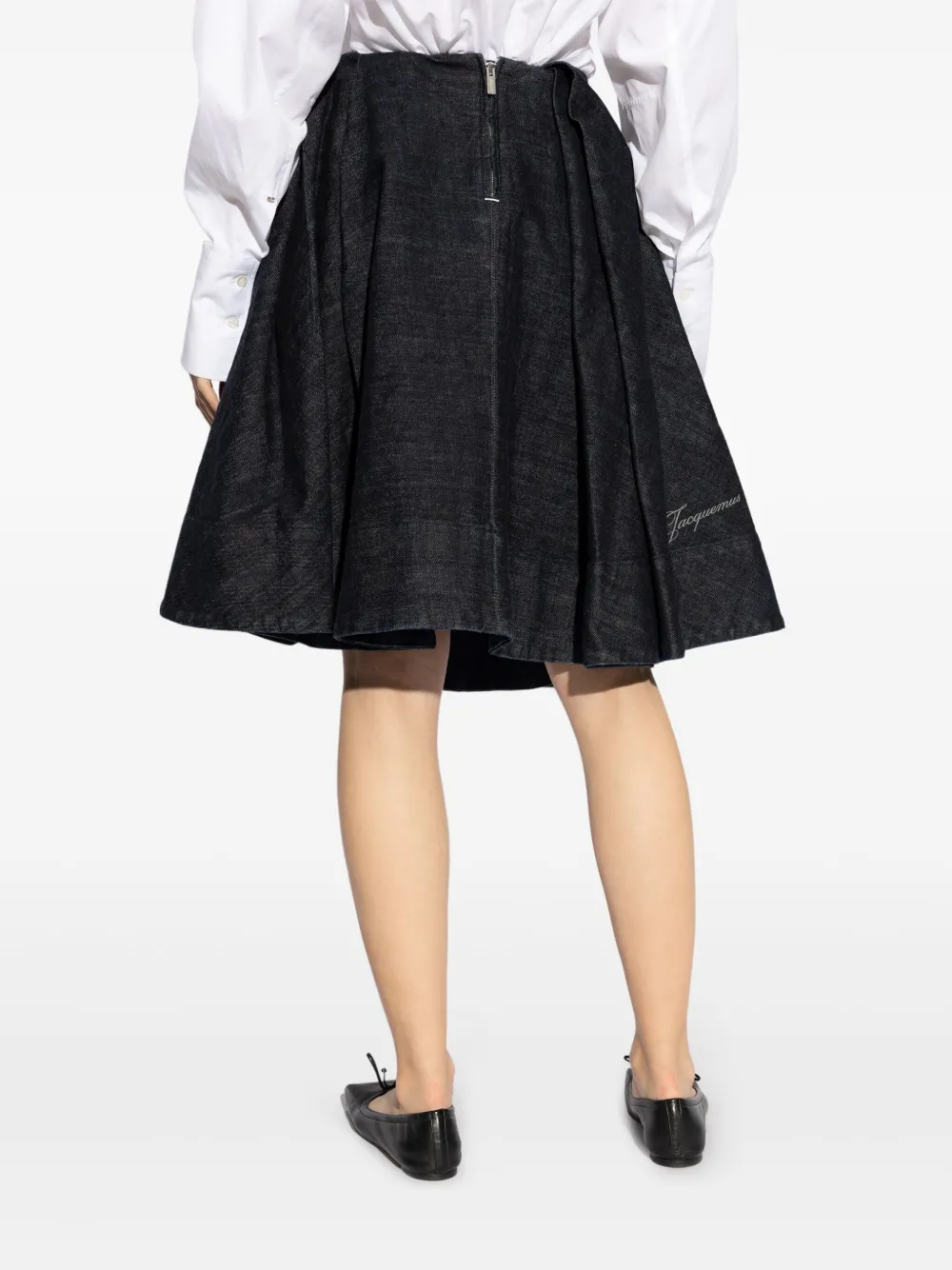 Shop Jacquemus The Salon De-nîmes Denim Skirt In Blue