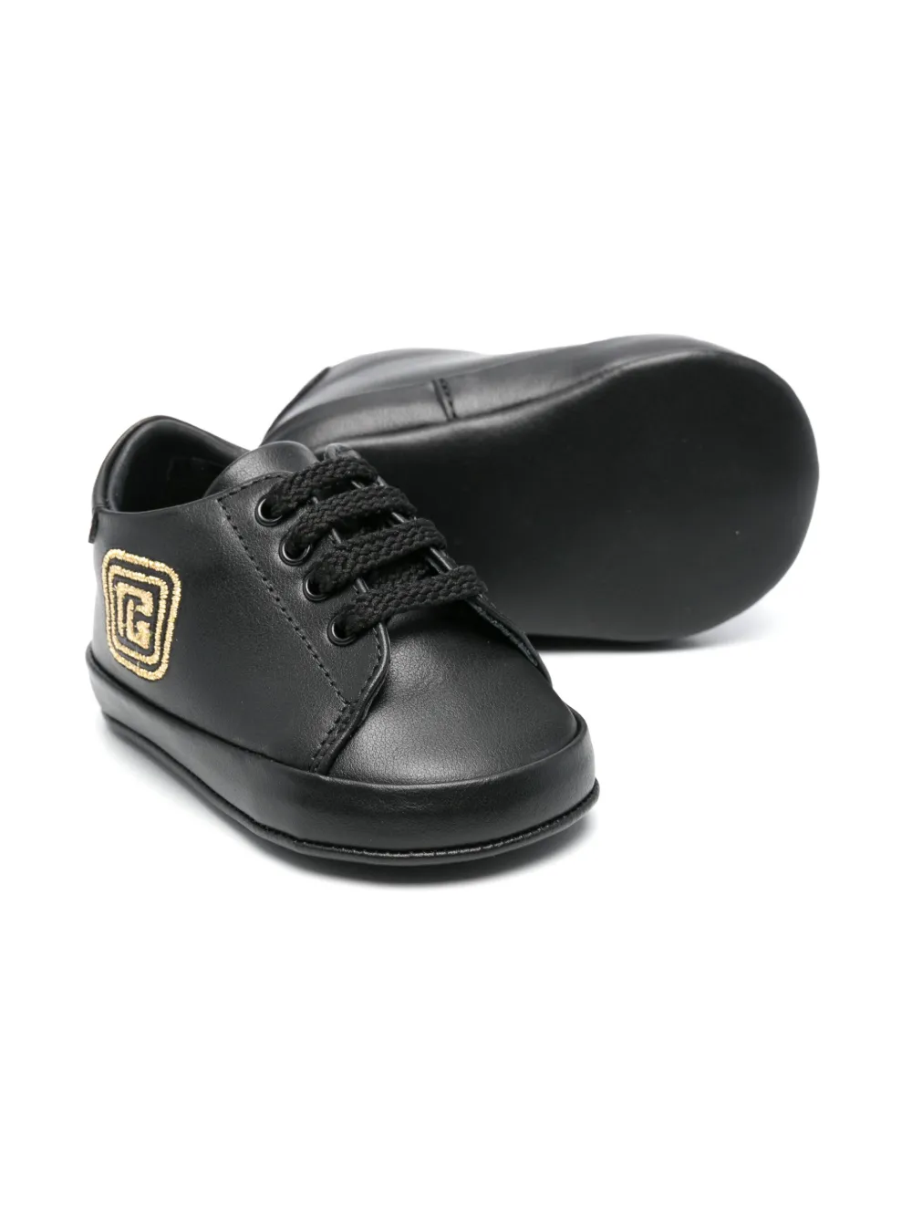 Balmain Kids logo-embroidered sneakers - Zwart