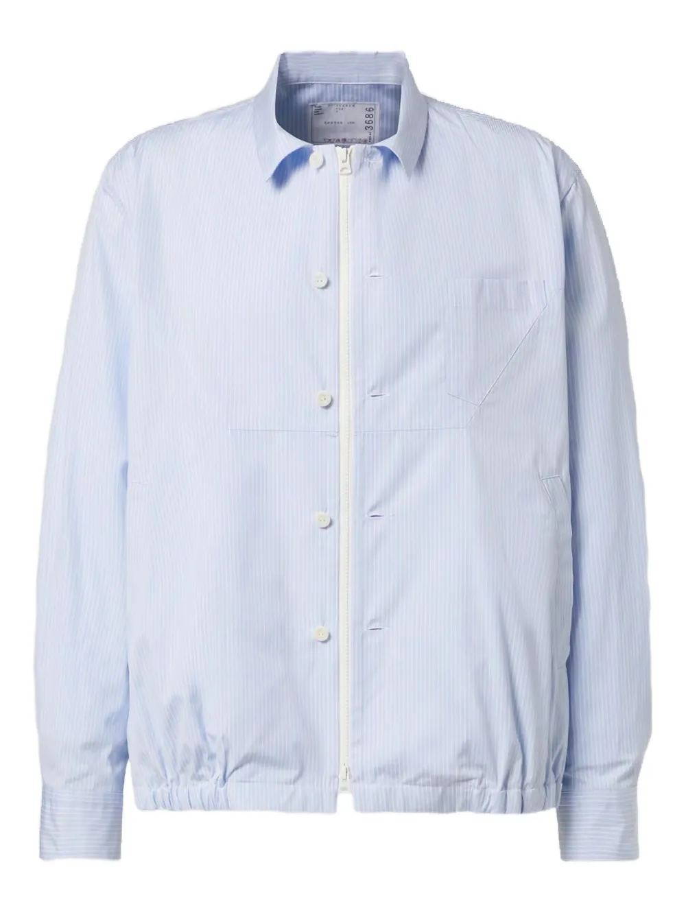 Sacai Gestreept popeline jack Blauw