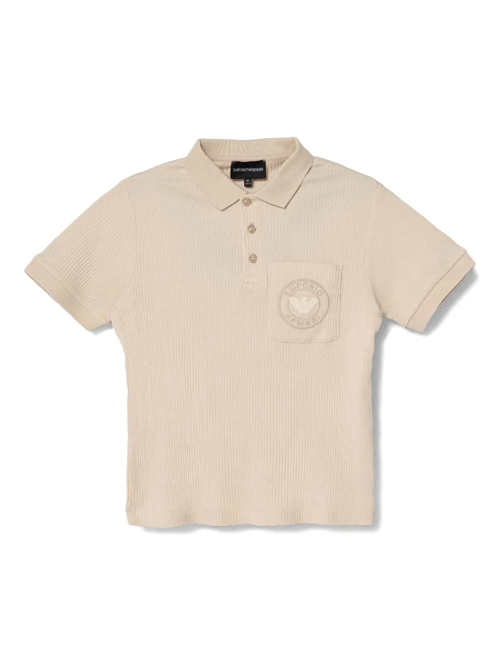 Emporio Ar i Kids Fijngeribbeld poloshirt Beige