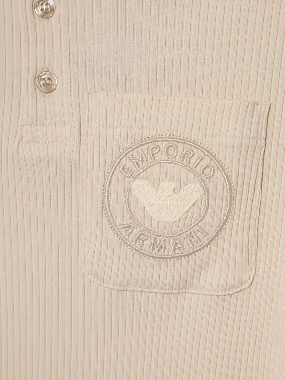 Emporio Armani Kids Fijngeribbeld poloshirt Beige