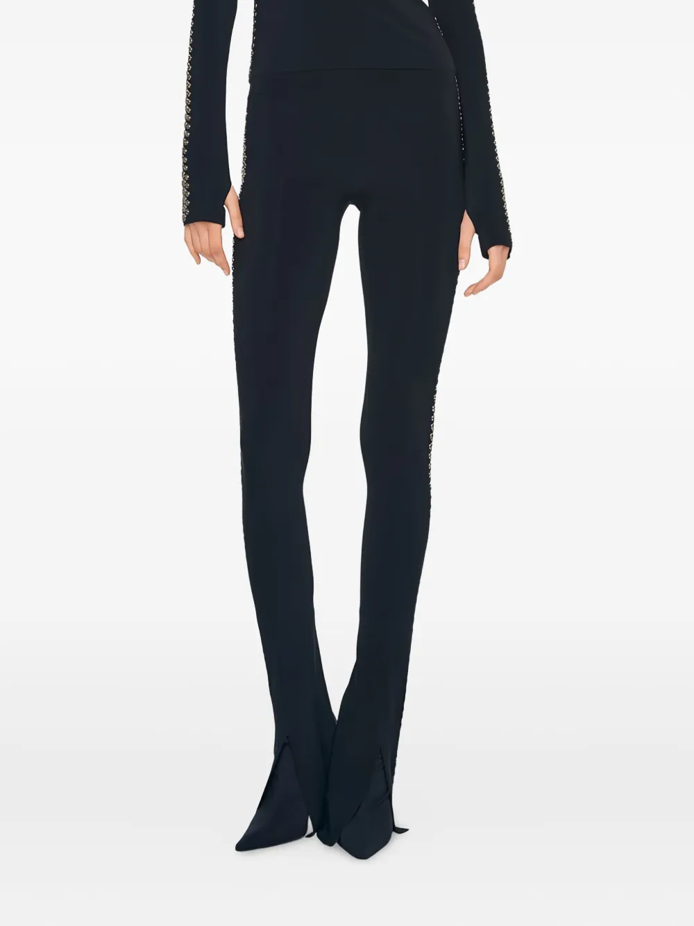 Norma Kamali Leggings svasati con borchie - Nero