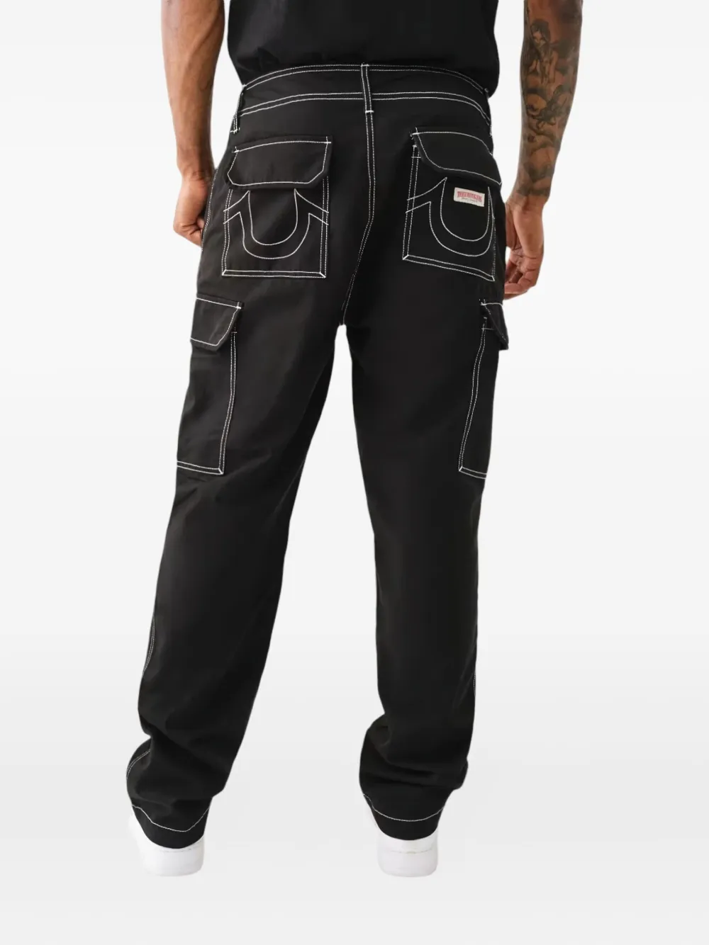True Religion Cargo Pocket contrast-stitching Trousers | Black