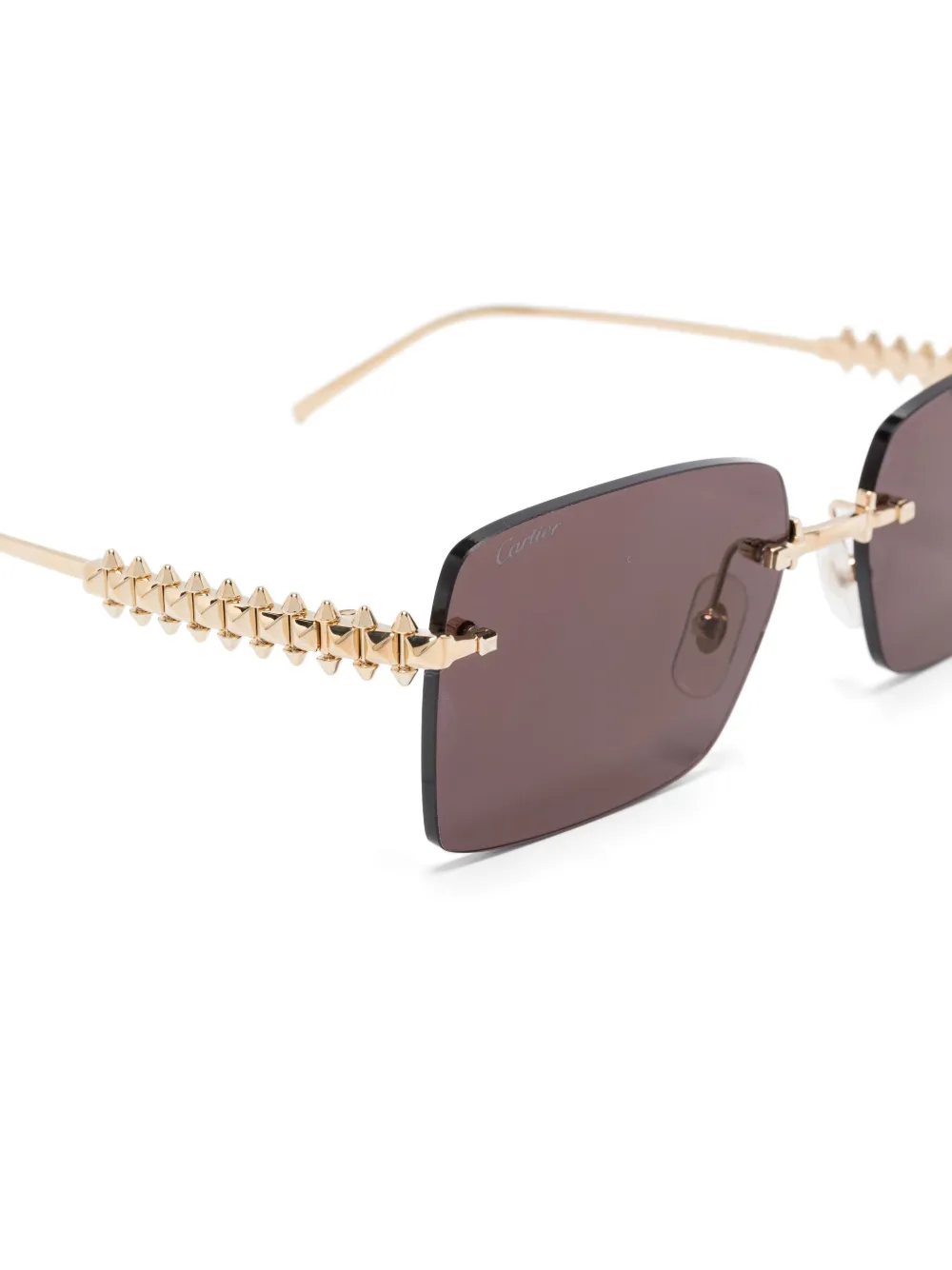 Cartier Eyewear Zonnebril met rechthoekig montuur Goud