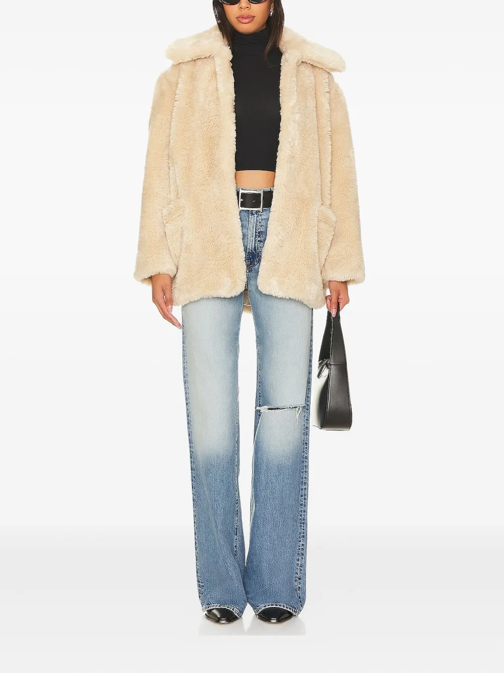 Free People Pretty Perfect jas met kraag van imitatiebont Beige