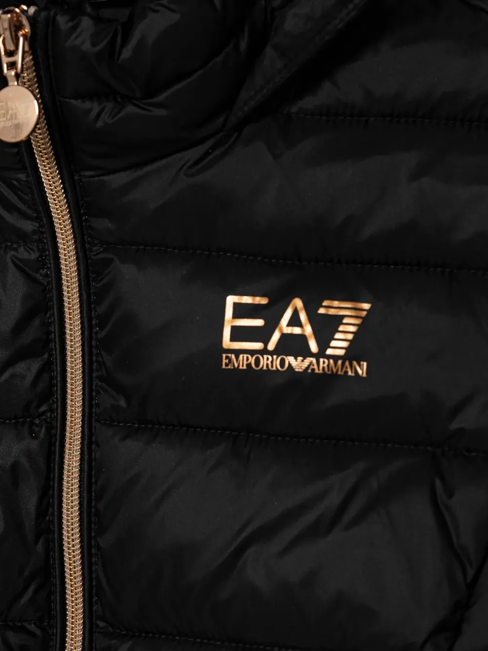Emporio Armani Kids Gewatteerd jack met logoprint Zwart