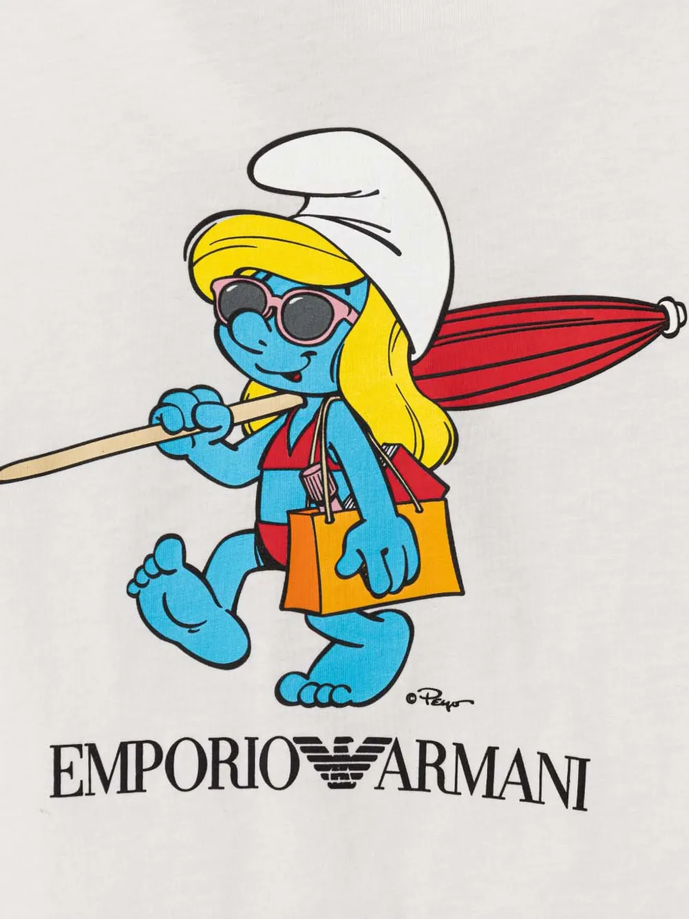 Emporio Armani Kids x The Smurfs katoenen T-shirt Wit