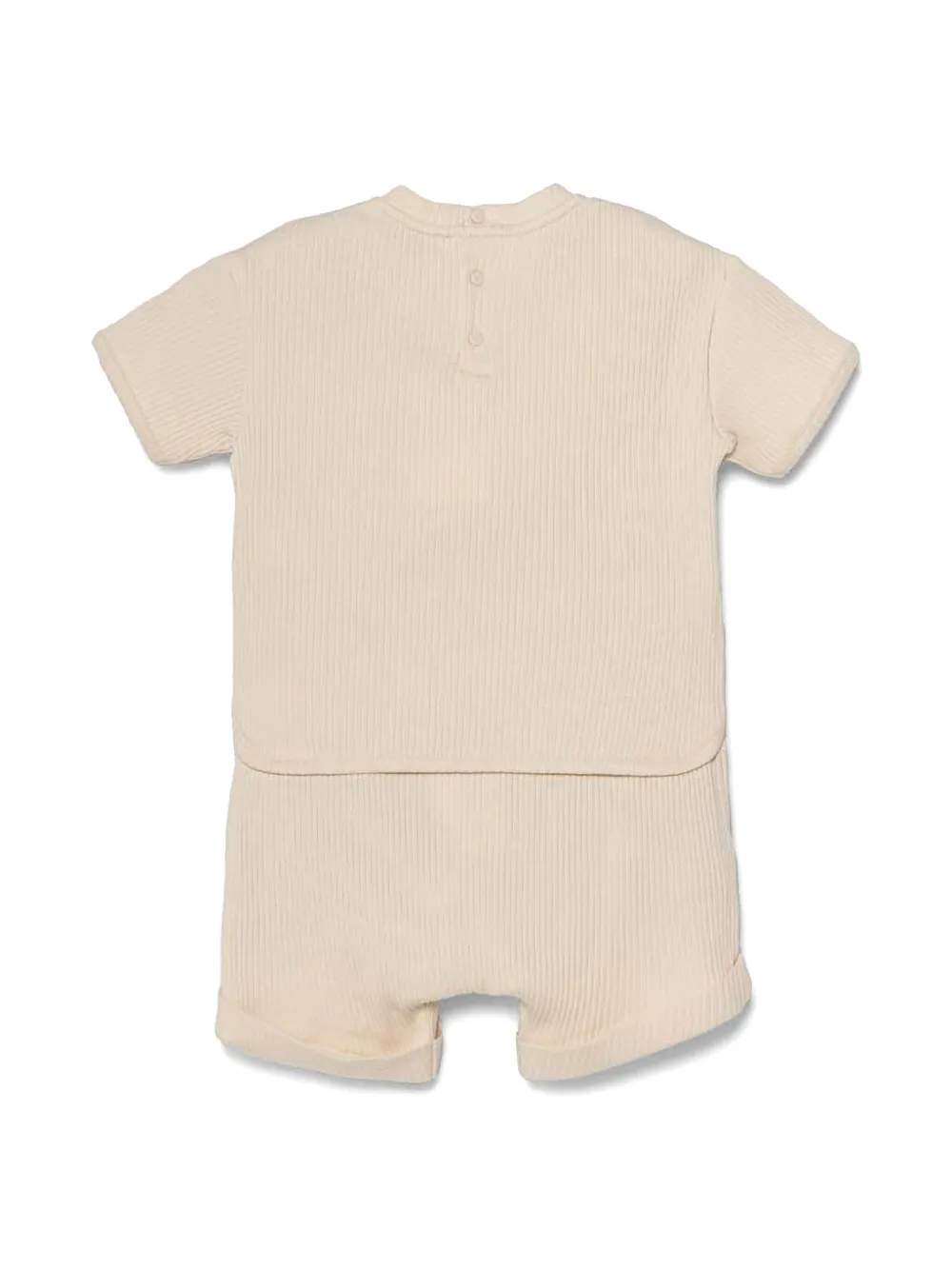 Emporio Armani Kids Ribgebreid T-shirt en shorts Beige