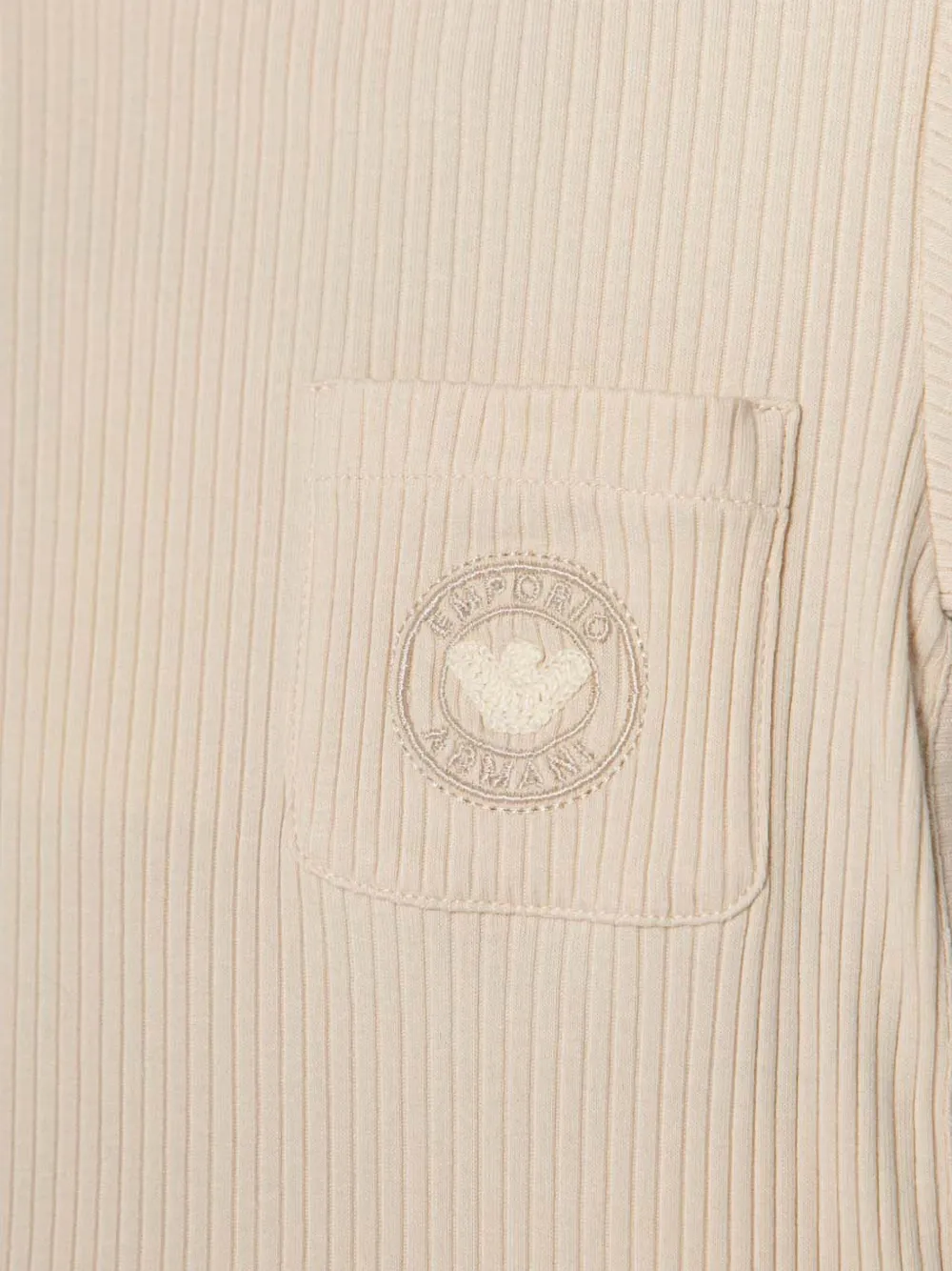 Emporio Armani Kids Ribgebreid T-shirt en shorts Beige
