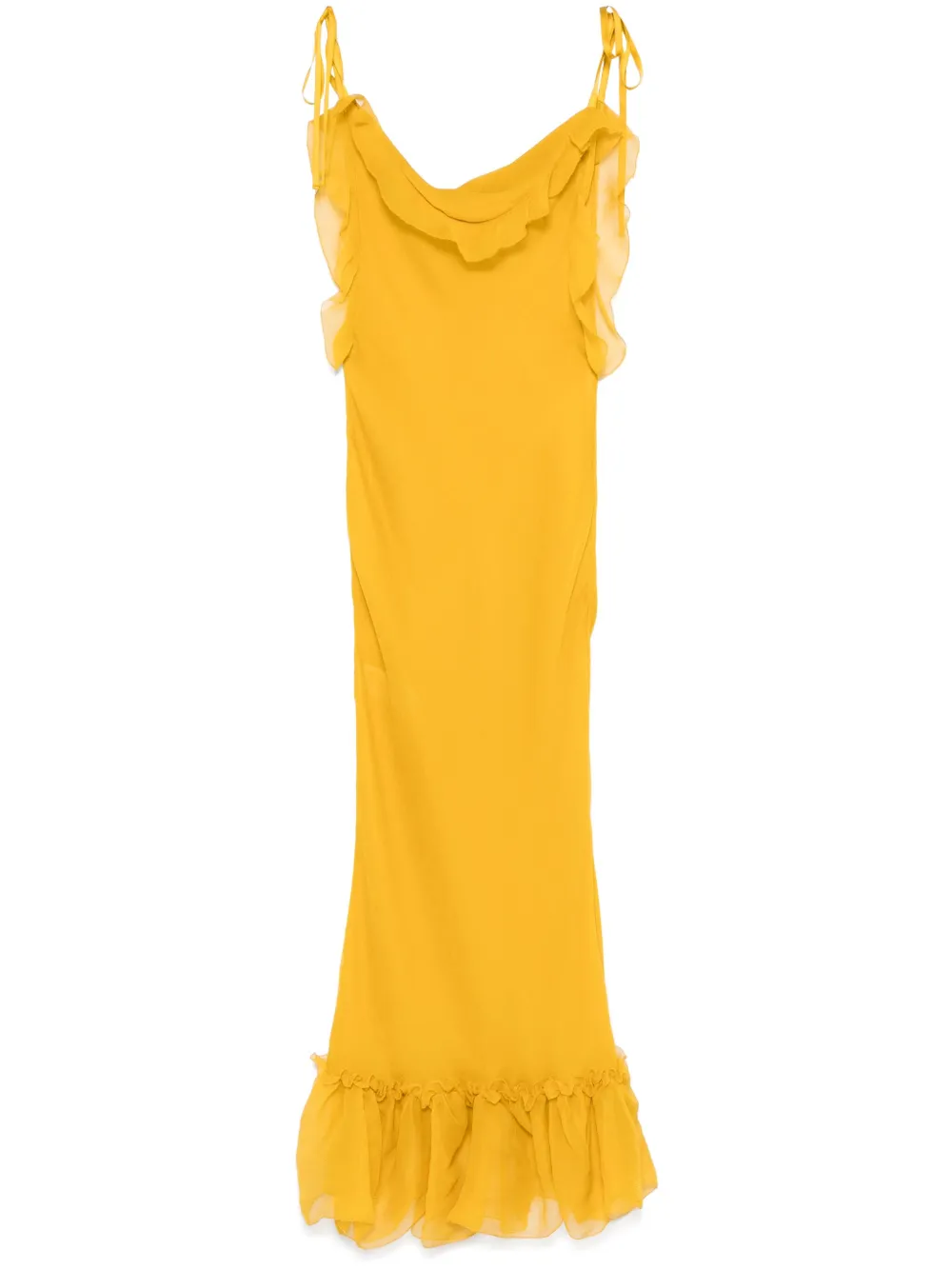 Saint Laurent Silk Maxi Dress In Yellow