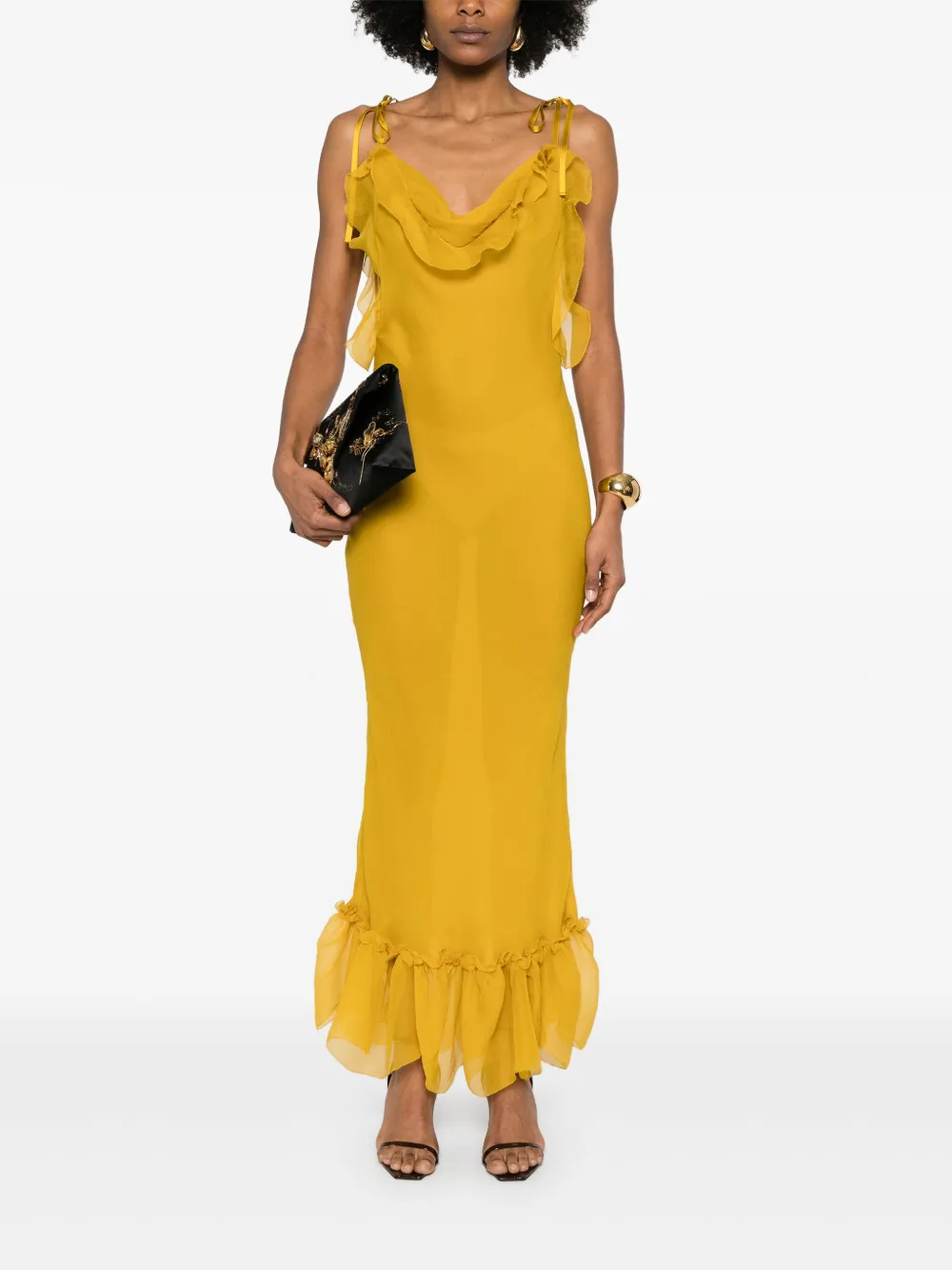 Saint Laurent Zijden maxi-jurk - Geel