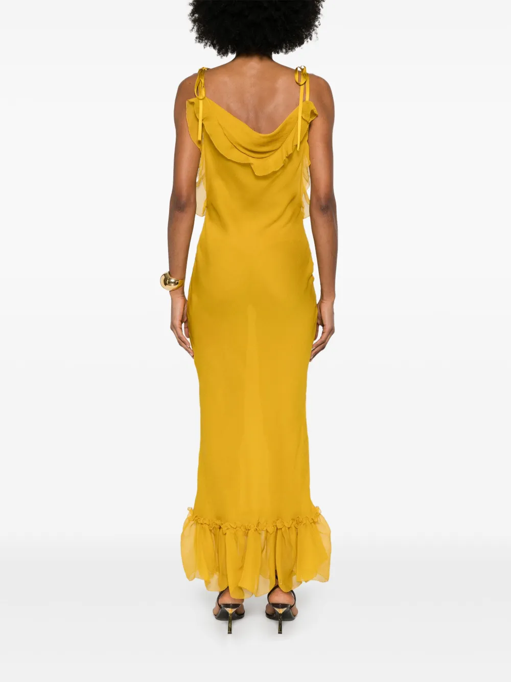 Saint Laurent Silk Maxi Dress In Yellow