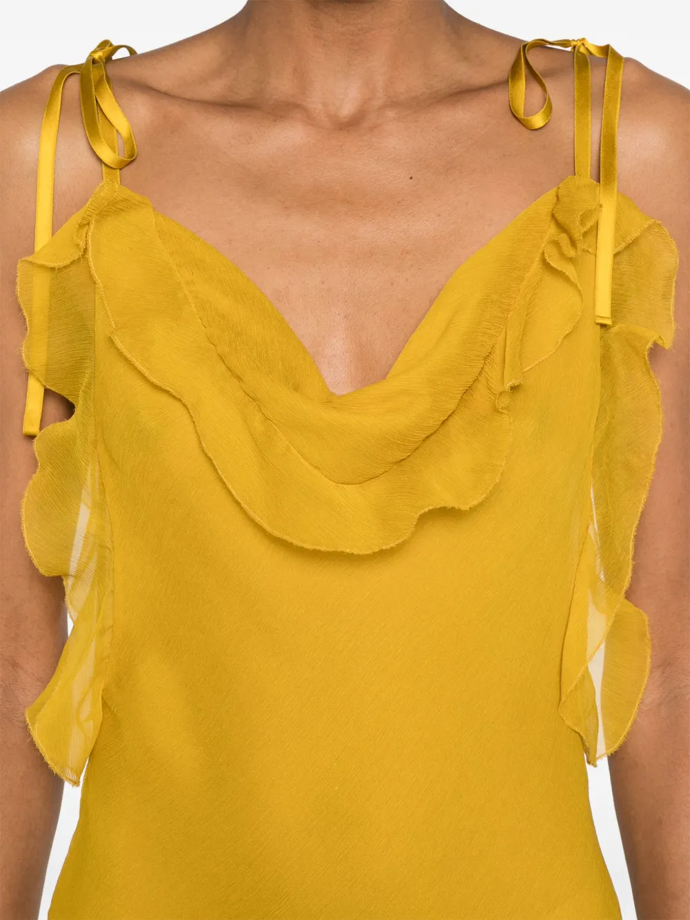 Saint Laurent Silk Maxi Dress In Yellow