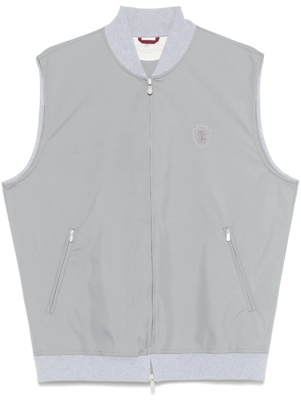 Brunello Cucinelli logo-print gilet | Grey | Image 1