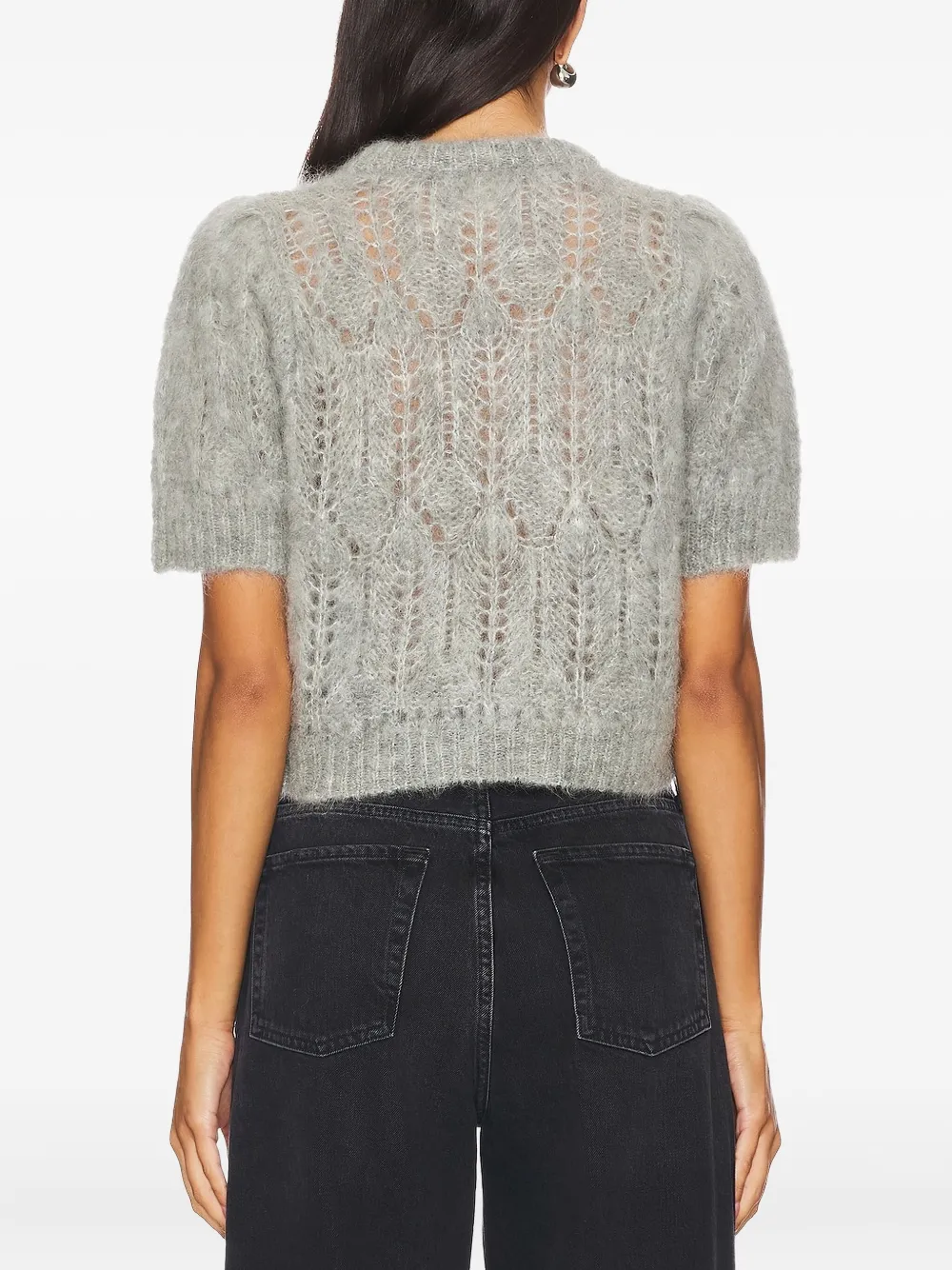 Citizen Of Humanity Puff-sleeve Open-knit Sweater In Gray