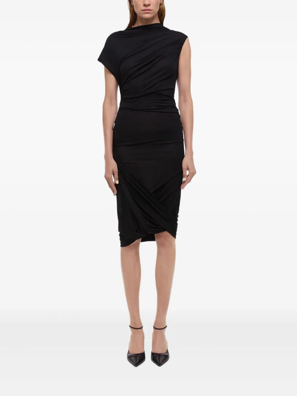 Helmut Lang Mini-jurk met gedrapeerde hals Zwart