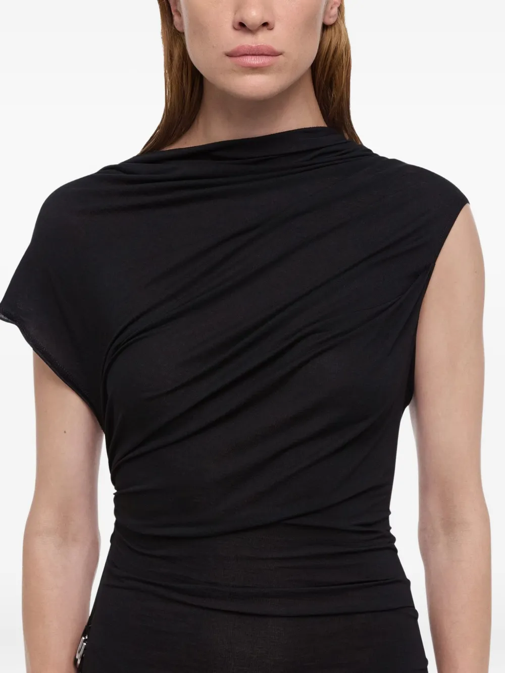 Helmut Lang Mini-jurk met gedrapeerde hals Zwart