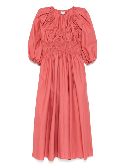 Matteau shirred plunge button dress