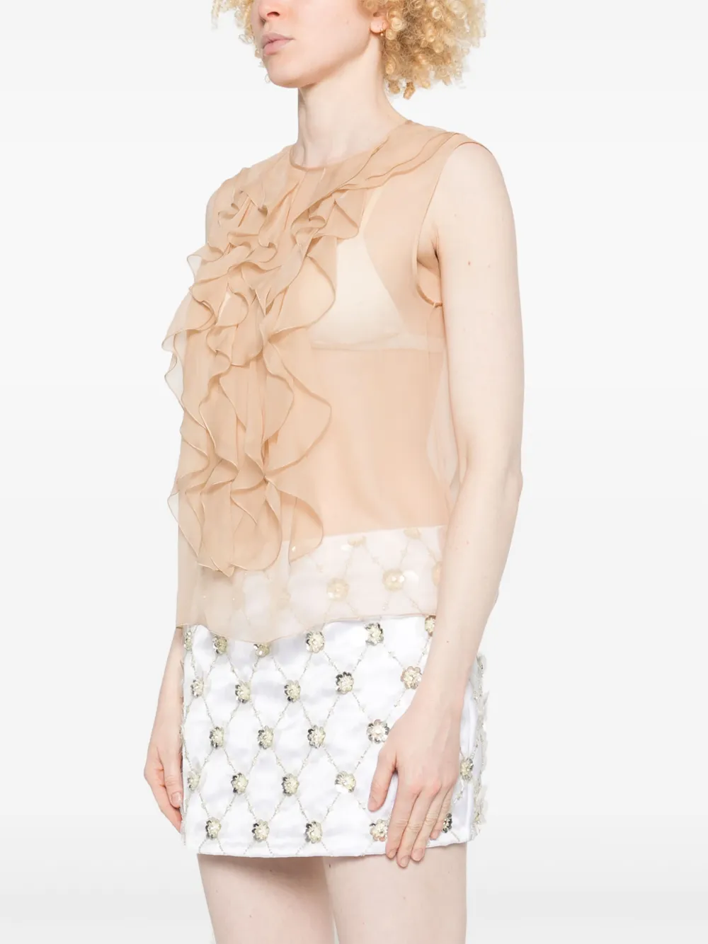 Alberta Ferretti Blouse met ruches Beige