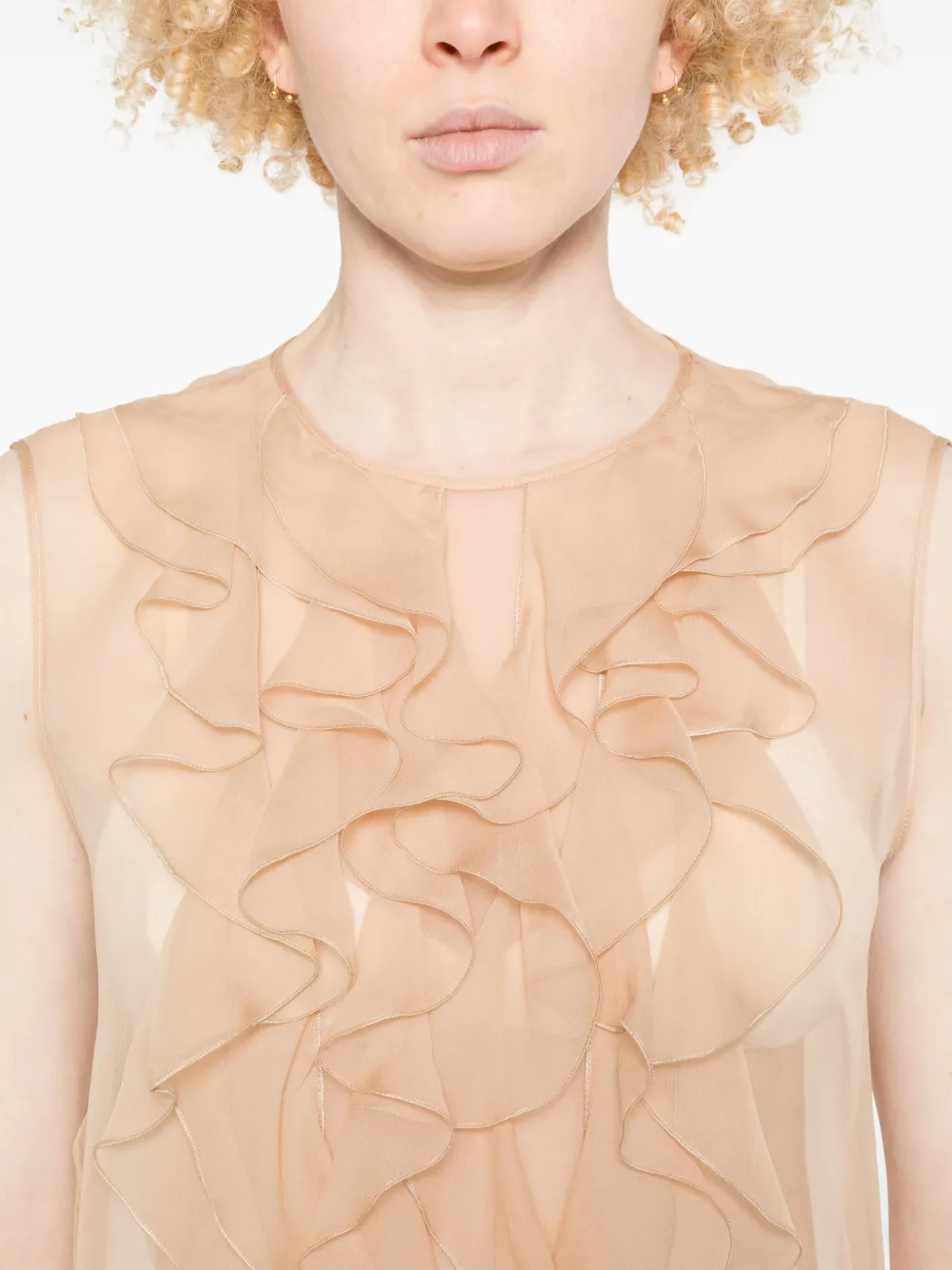 Alberta Ferretti Blouse met ruches Beige