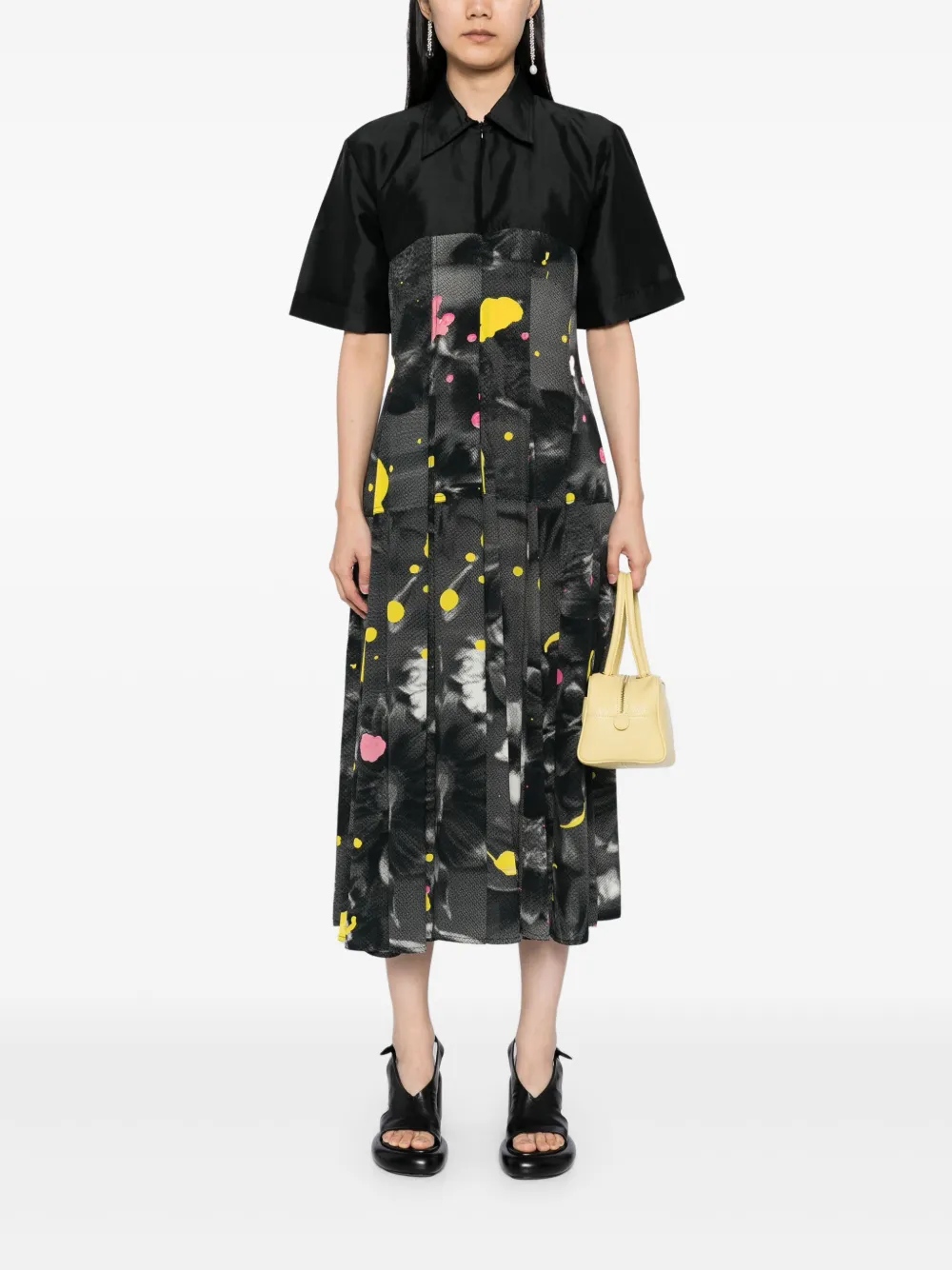 LOVEBIRDS Flared midi-jurk - Zwart