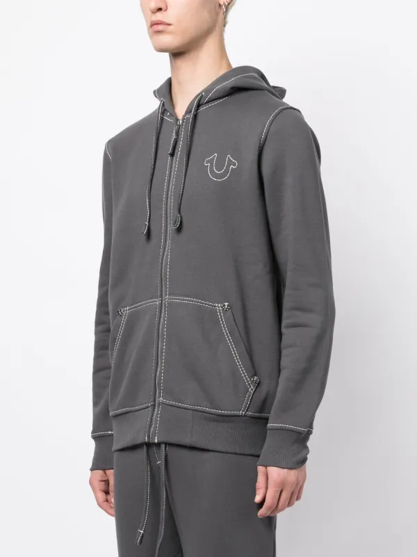 True Religion Big-T Zip Hoodie | Grey | FARFETCH