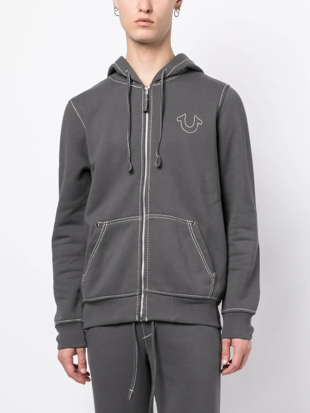 True Religion Hoodie met rits Grijs