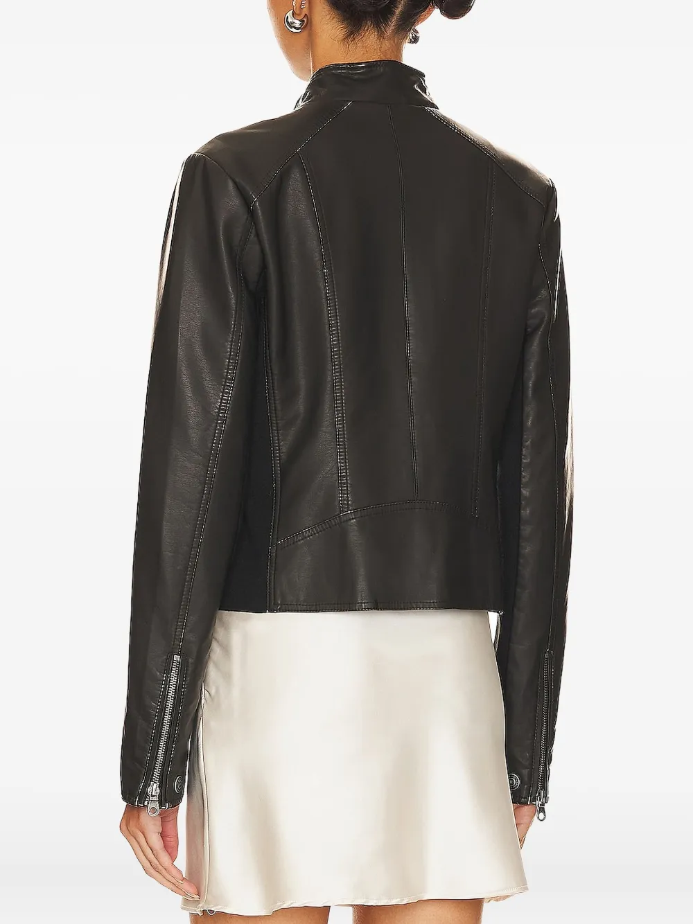 Free People zip-fastening biker jacket Zwart