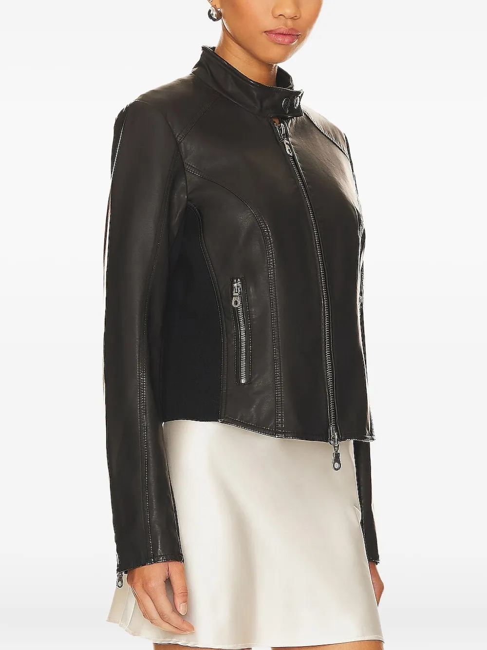 Free People zip-fastening biker jacket Zwart