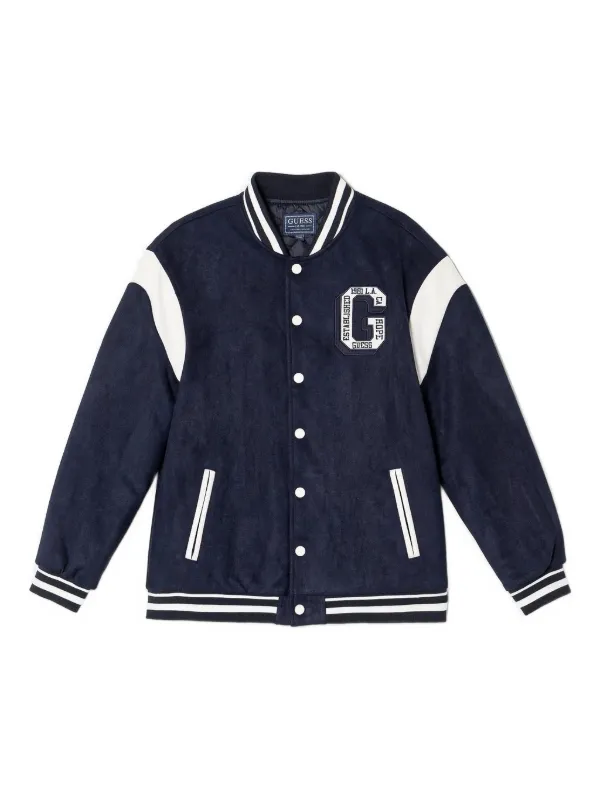 Guess Kids varsity-style Bomber Jacket Blue FARFETCH