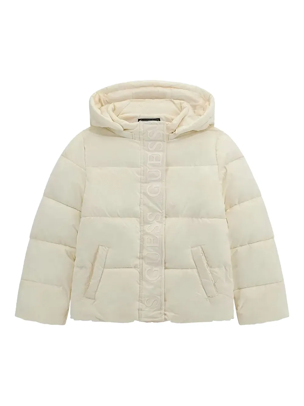 Guess kids logo-trim puffer jacket Beige