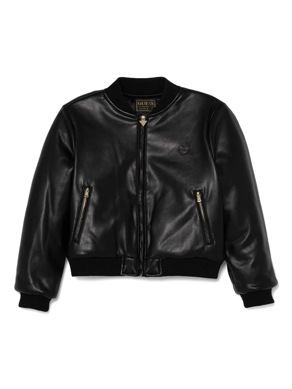 Guess kids Bomberjack van imitatieleer Zwart