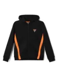 guess kids logo zip-up hoodie - Black