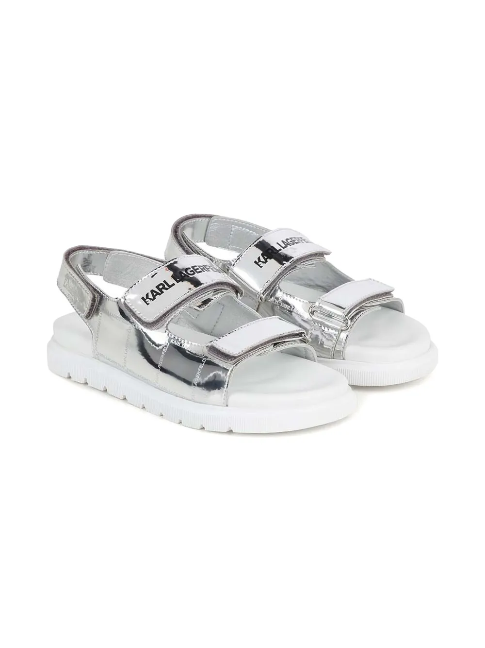 Karl Lagerfeld Kids leather sandals Silver