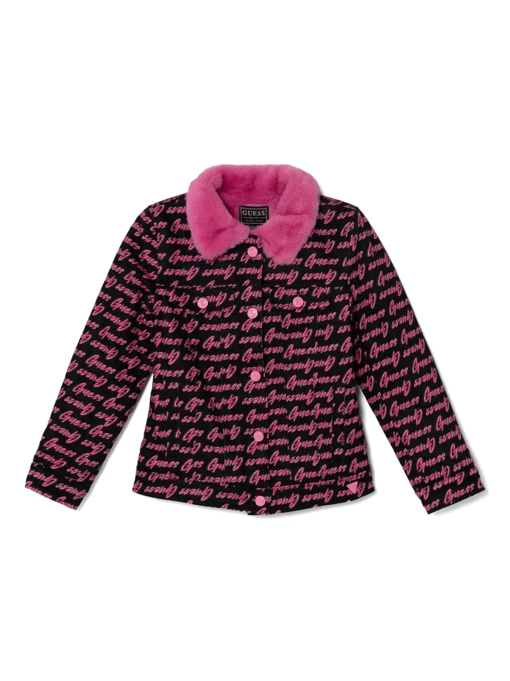 Guess kids Jack van imitatiebont met logo Zwart