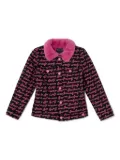 guess kids logo faux fur jacket - Black