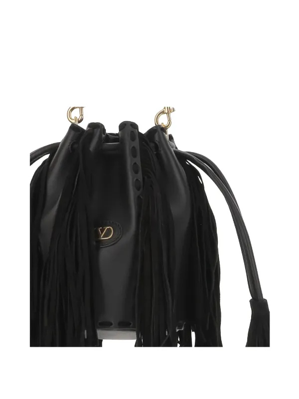 Valentino Garavani Fringed Leather Shoulder Bag Black FARFETCH IN - Main Image